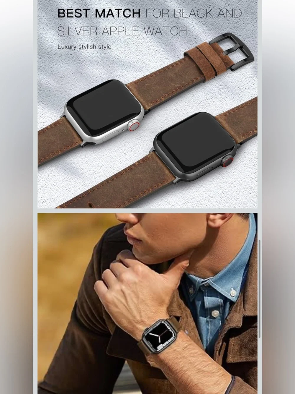 Smartwatch Band Genuine Leather Men’s - BROWN